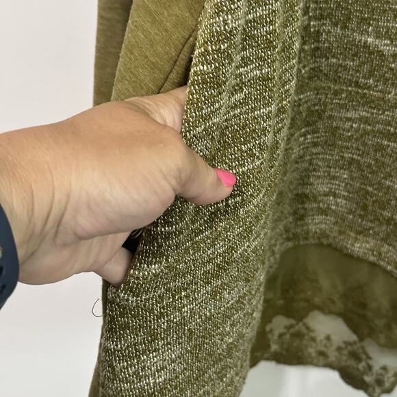 Logo Lounge Cardigan Sweater 1X Olive Green Long Sleeve Zip Front Lace Hem Comfy - Picture 7 of 10
